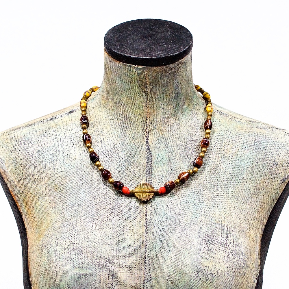 VTG African Trade Bead Tribal Ethnic Necklace